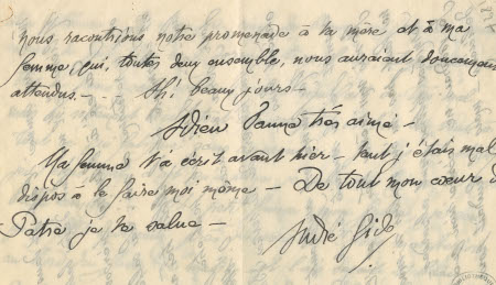 Lettre de Gide à Jammes / Ms295 / Document bientôt disponible sur Pireneas