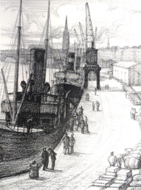 Jean Aufort : le port. Bordeaux l’a vu errer le long des quais où sommeillaient les navires… Jean Aufort : le port. Bordeaux l’a vu errer le long des quais où sommeillaient les navires…