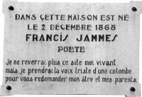Plaque commémorative, Ass. F. Jammes - Orthez Plaque commémorative, Ass. F. Jammes - Orthez