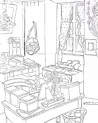 Le bureau de Francis Jammes à Eyhartzea / Gilberte Loize, crayon, 1942l