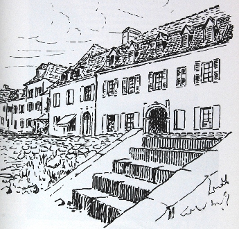 Maison Sarrailh. L'escalier figurant au premier plan a été démoli en 1991 / Association Francis Jammes Orthez