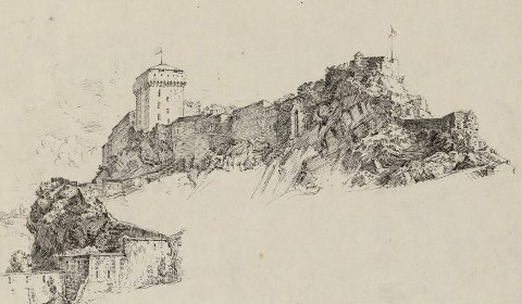 Dessin du Château-fort de Lourdes Dessin du Château-fort de Lourdes