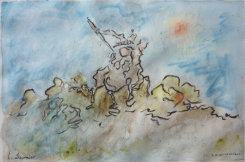 Dessin aquarellé par Jacques Le Gall d'après Honoré Daumier 
