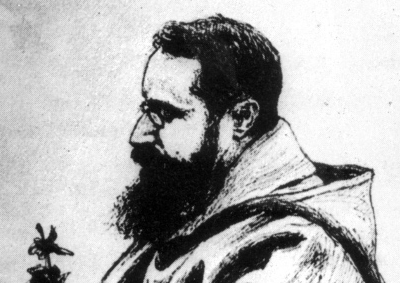 Dessin d'A. Leger d'après une photographie : Francis Jammes à l’ancolie./ Source : Fondation Saint-John Perse